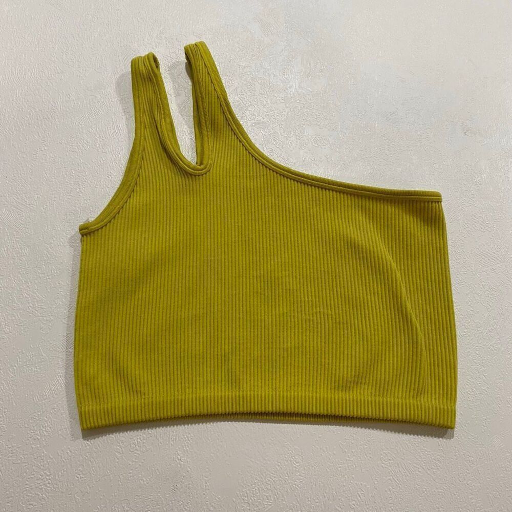 OFFLINE by Aerie One Shoulder Ribbed Crop Tank Top Women’s Small – Lime Green As